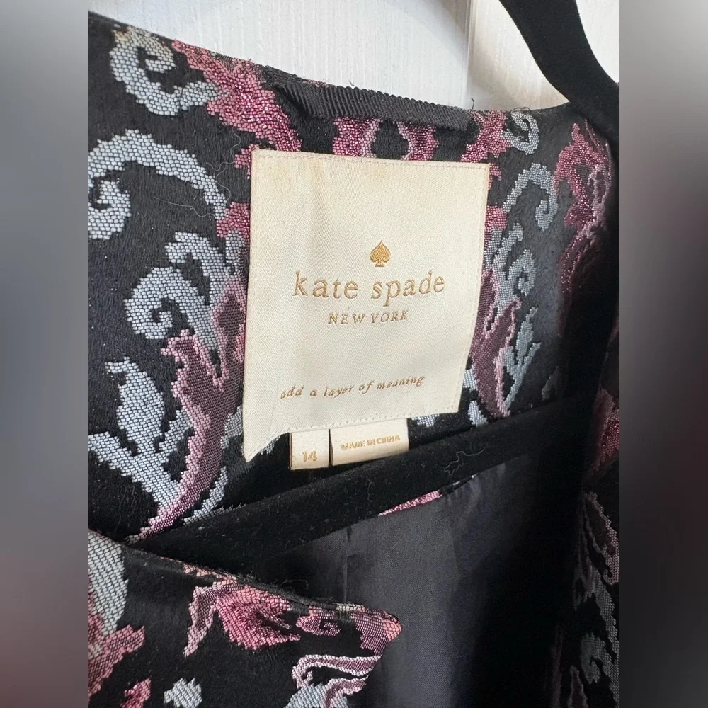 Kate Spade Finer Things Tapestry Jacquard Jacket – Size 14 – Metallic Blue/Pink